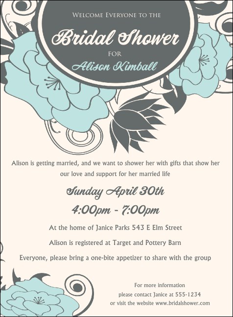 Blue Flower Invitation Product Front