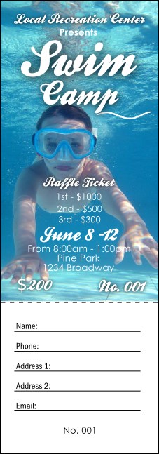 Swim Camp Raffle Ticket Product Front