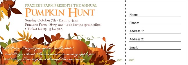 Pumpkin Patch Raffle Ticket Product Front