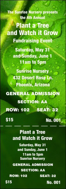 Leaf Reserved Event Ticket Product Front