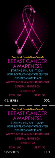 Breast Cancer Ribbon Sparkle Reserved Event Ticket Product Front