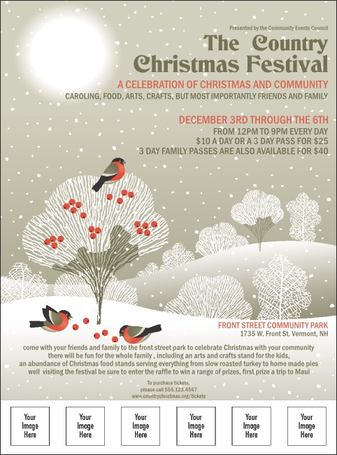 Winter Bird Flyer With Place Holder Image Product Front