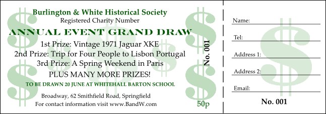 Color Money Raffle Ticket 0007 Product Front