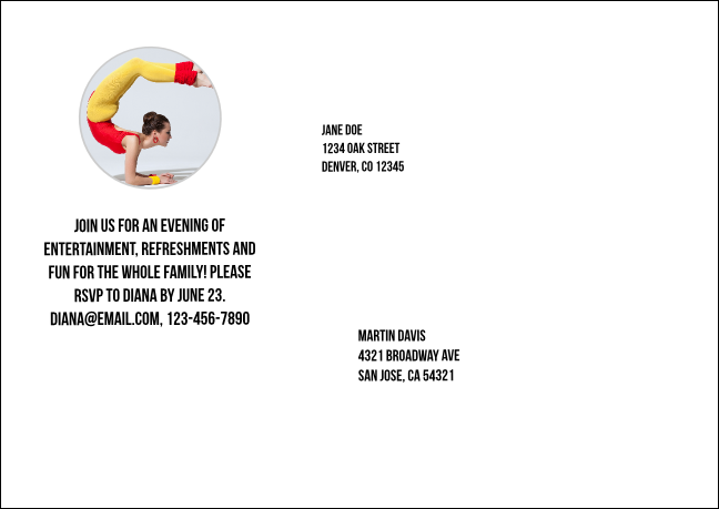 Retro Gymnastics Postcard Mailer Product Back