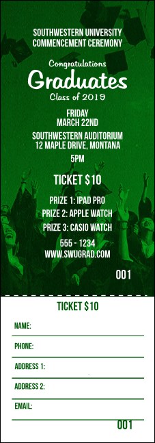 Graduation - Green Raffle Ticket Product Front