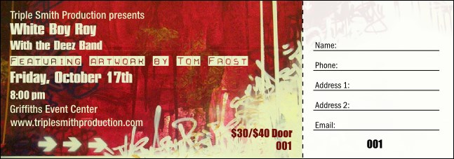 Hip Hop Raffle Ticket