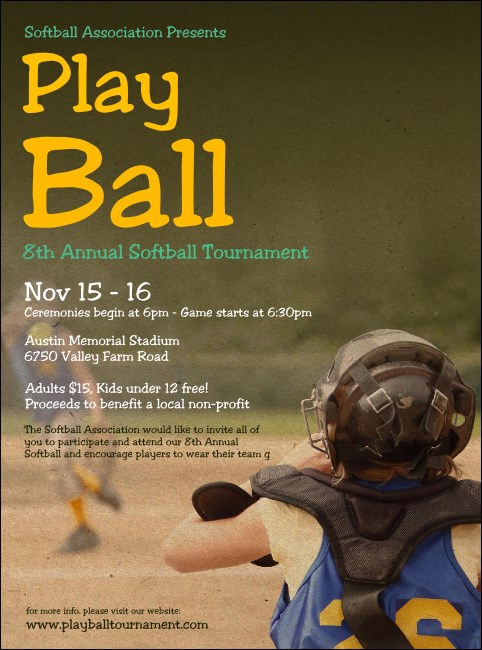 Youth Softball Flyer Product Front