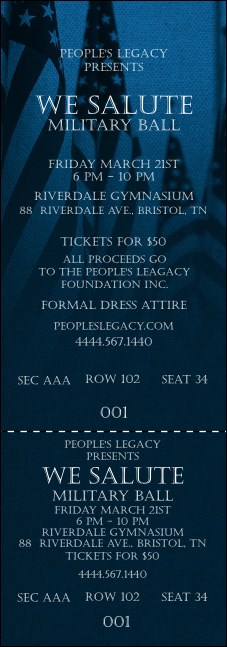 Military Ball - US Flags Reserved Event Ticket Product Front