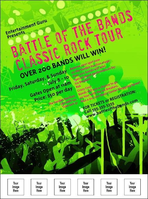 Rock Concert Green Flyer Product Front