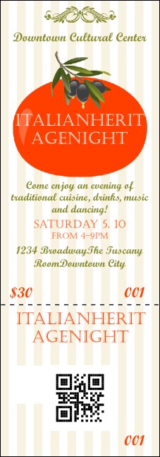 Tuscany QR Event Ticket Product Front