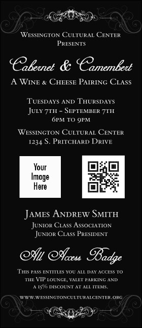 Black Tie Gala 2 VIP Event Badge Large Product Front