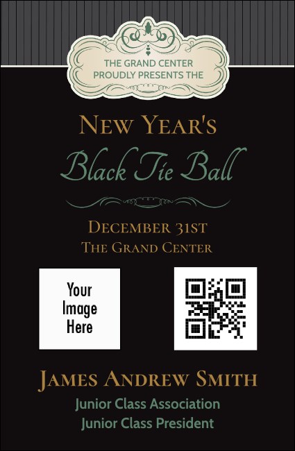 Classic Black Pinstripe VIP Event Badge Small Product Front