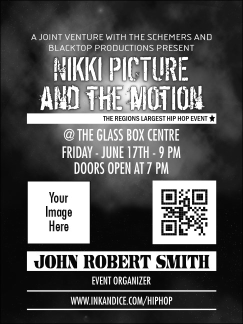 Galaxy Hip Hop Black and White Economy Event Badge