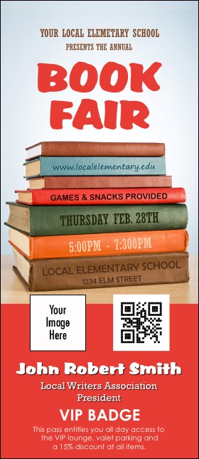 Book Fair VIP Event Badge Large Product Front