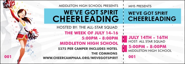 Cheerleading Spirit Event Ticket Product Front