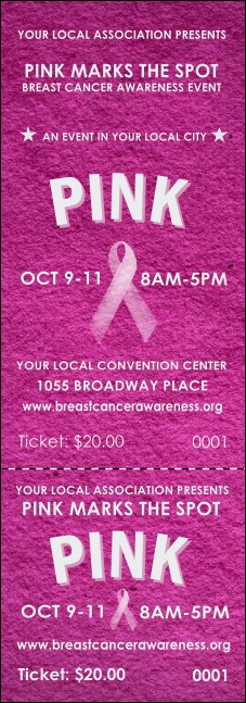Breast Cancer Pink Ribbon Event Ticket Product Front