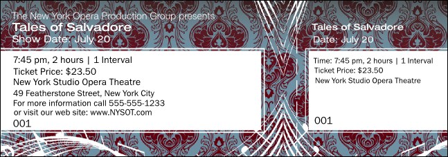 Opera Violet-Blue General Admission Ticket Product Front