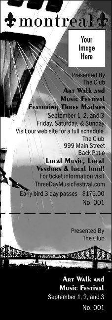 Montreal General Admission Ticket (black and white) Product Front