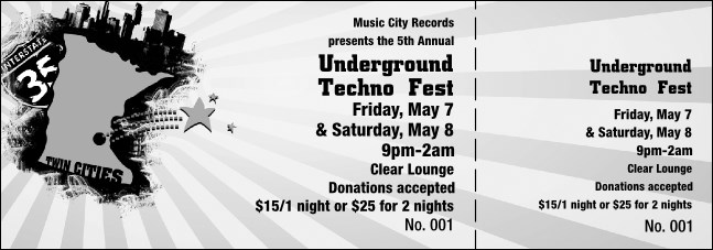Twin Cities Event Ticket (black and white) Product Front