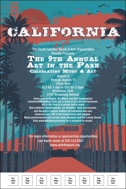 California Poster (Blue and Salmon)