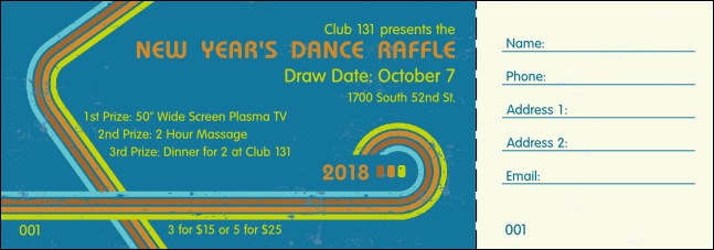 Retro Rainbow Raffle Ticket Product Front