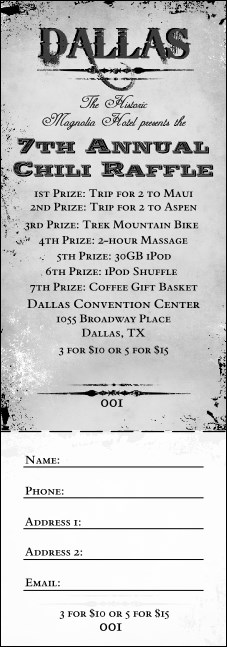 Dallas Raffle Ticket Product Front