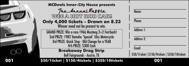 Classic Muscle Car Raffle Ticket