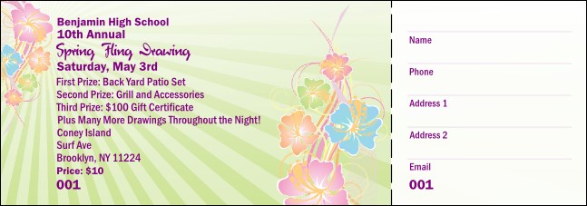 Spring Fling Raffle Ticket Product Front