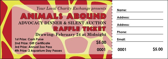 Animal Print Giraffe Raffle Ticket Product Front