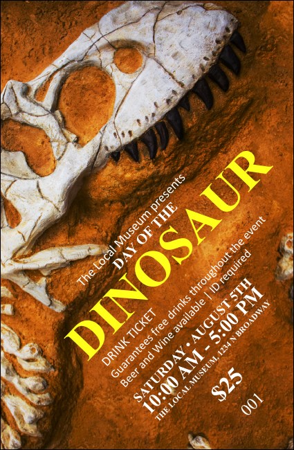 Dinosaur Drink Ticket Product Front