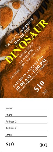 Dinosaur Raffle Ticket Product Front