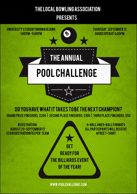 Billiards Club Flyer Product Front